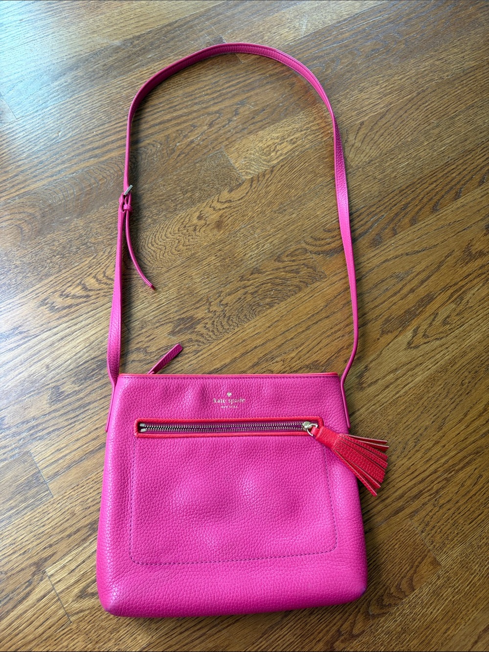 kate spade Hot Pink Pebbled Leather Crossbody with Tassel